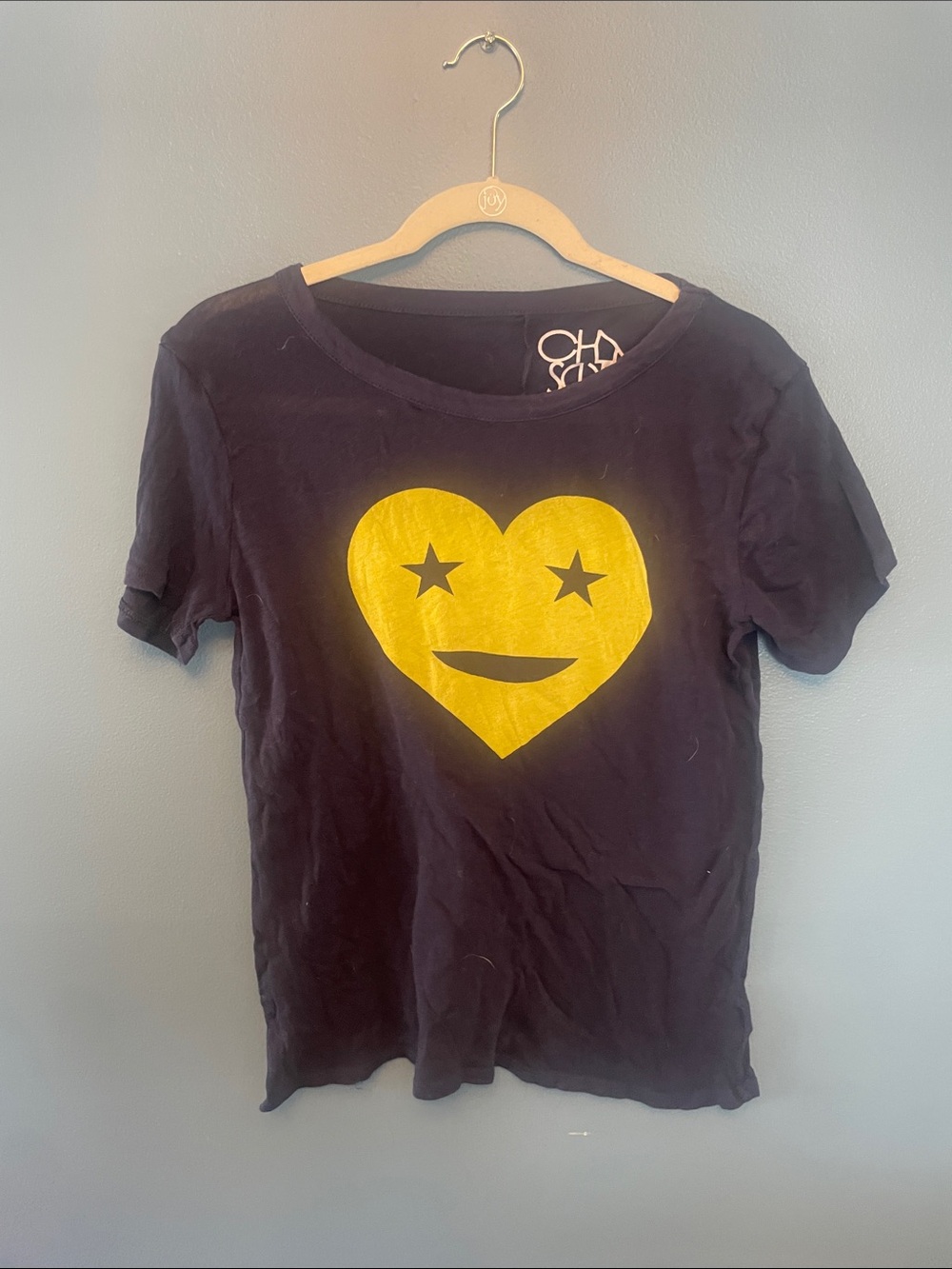 Chaser Blue T-Shirt with Yellow Heart Graphic